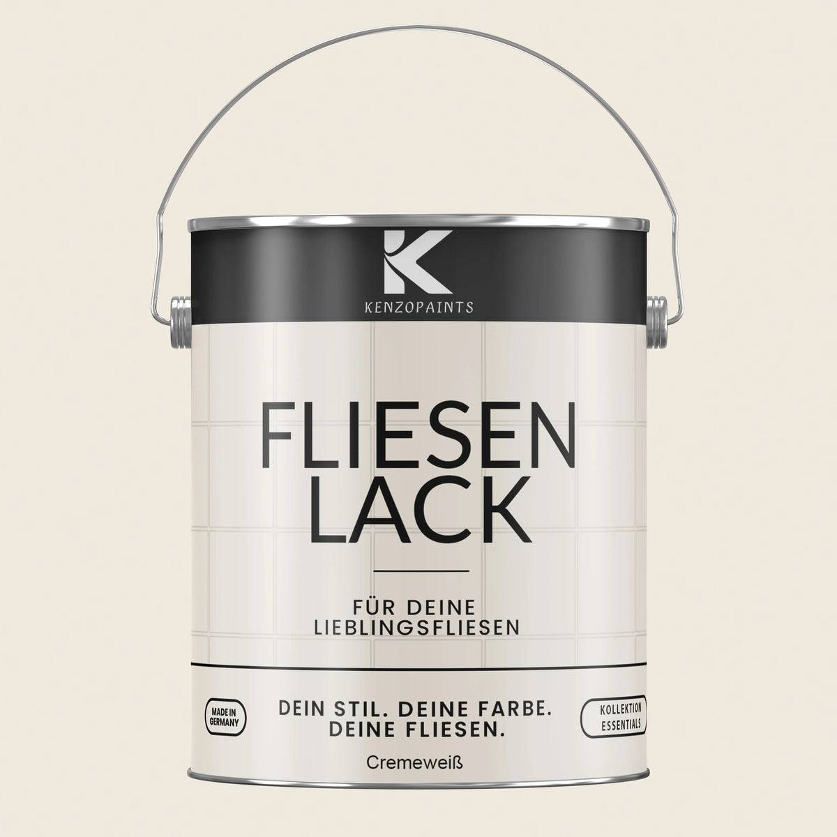 Kenzopaints Fliesenlack Fliesenfarbe - Cremeweiß (RAL 9001) Kenzopaints