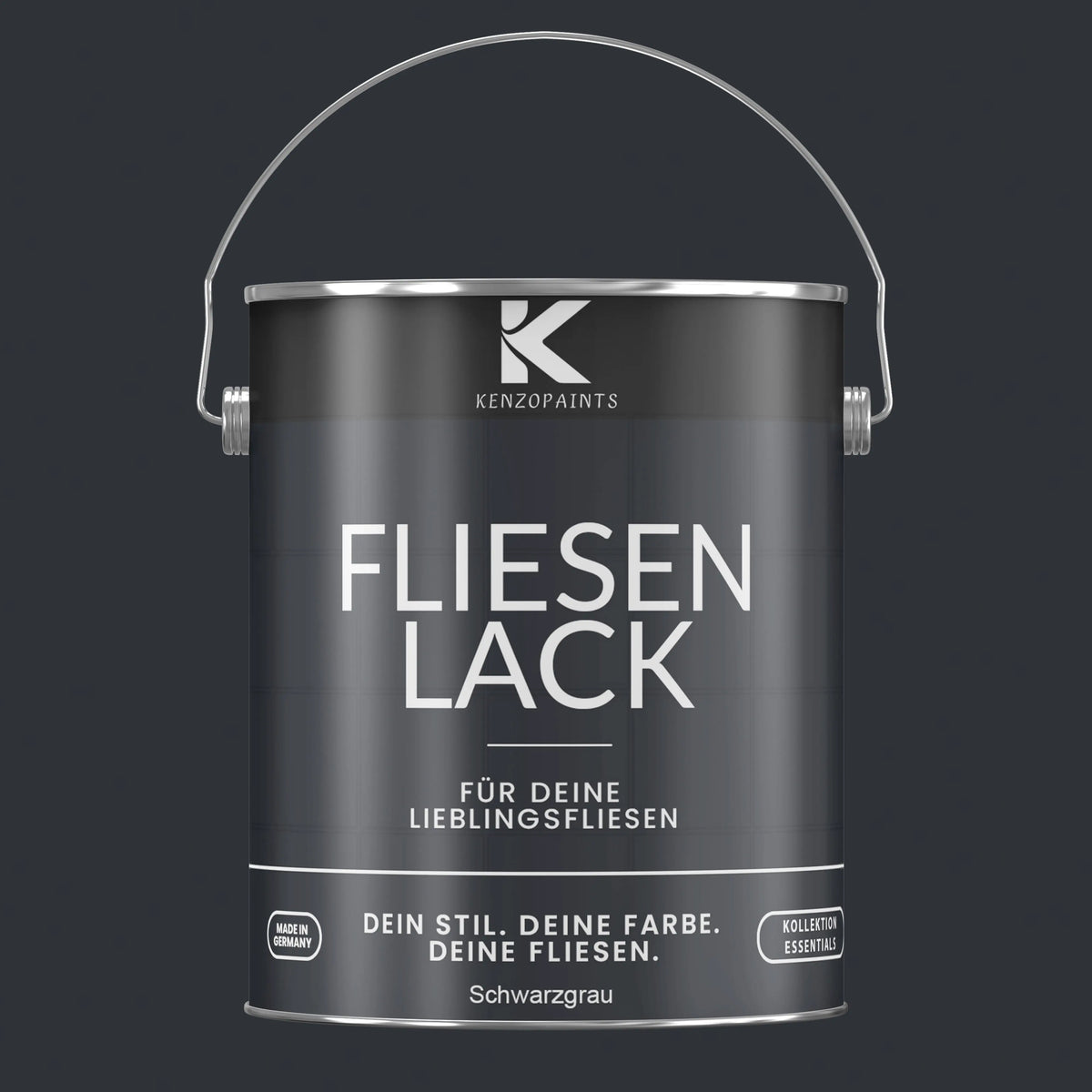 Kenzopaints Fliesenlack Fliesenfarbe - Schwarzgrau (RAL 7021) Kenzopaints