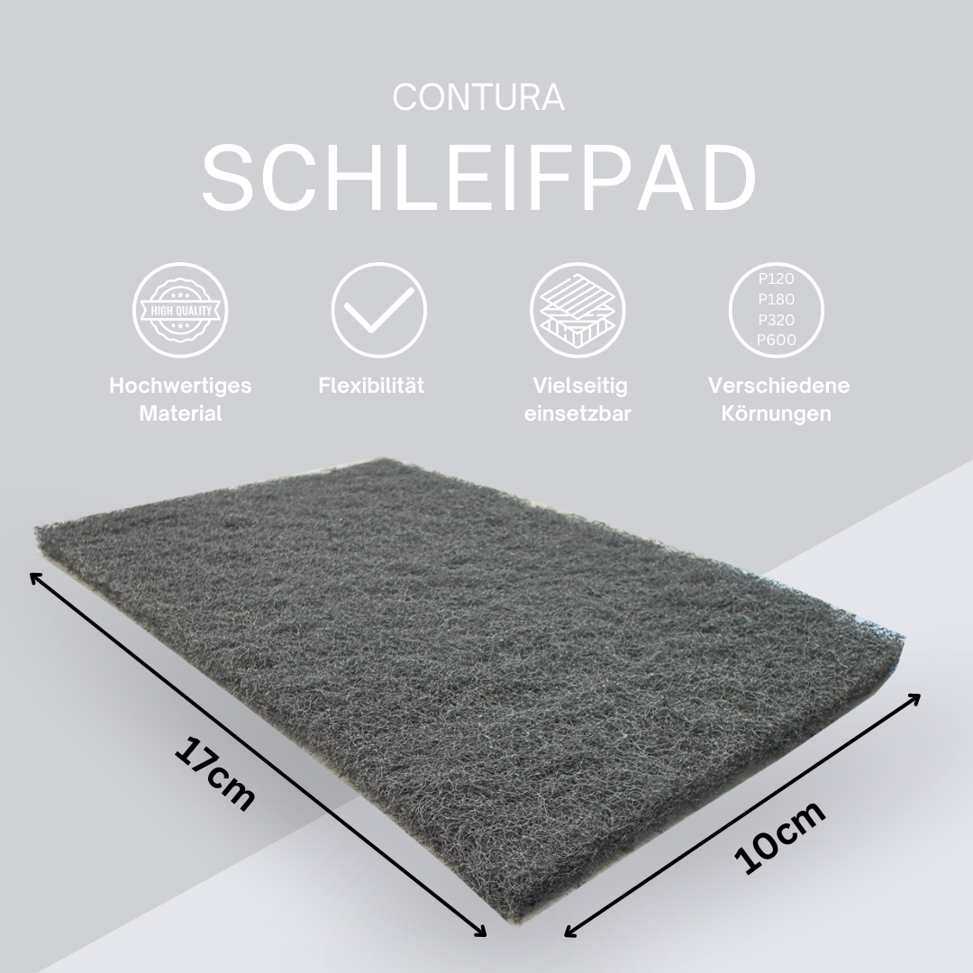 Contura Schleifvlies Set 100x170mm 4 Stück P120-P600 Schleifpads für Metall Holz Stahl Kunststoff