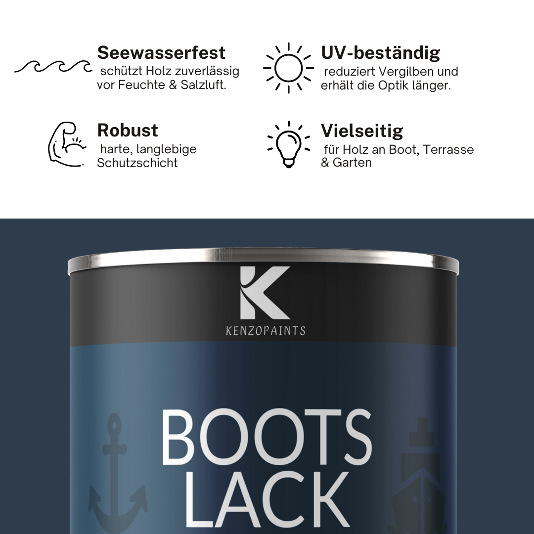 Kenzopaints Bootslack Holzsiegel Klarlack - Seidenmatt