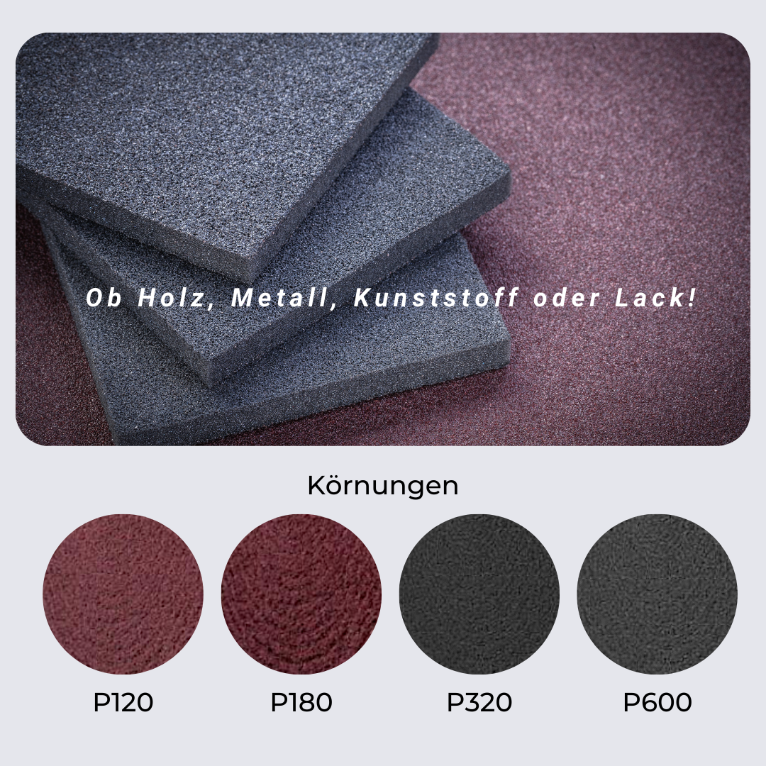 Contura Schleifvlies Set 100x170mm 4 Stück P120-P600 Schleifpads für Metall Holz Stahl Kunststoff
