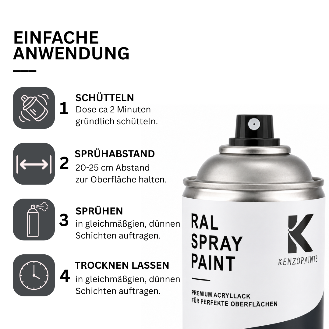 Kenzopaints RAL 9016 Verkehrsweiß Spraydose 400ml Seidenmatt