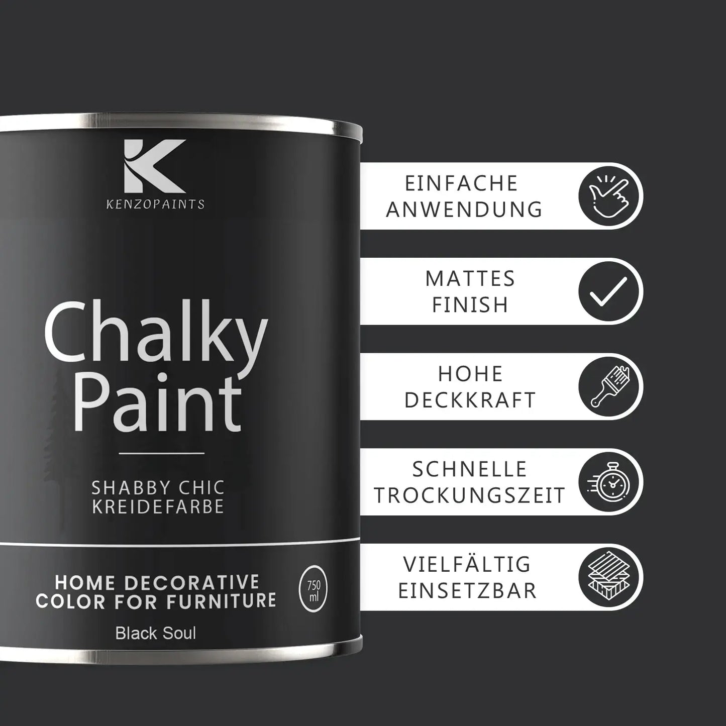 Kenzopaints Chalky Paint - Black Soul