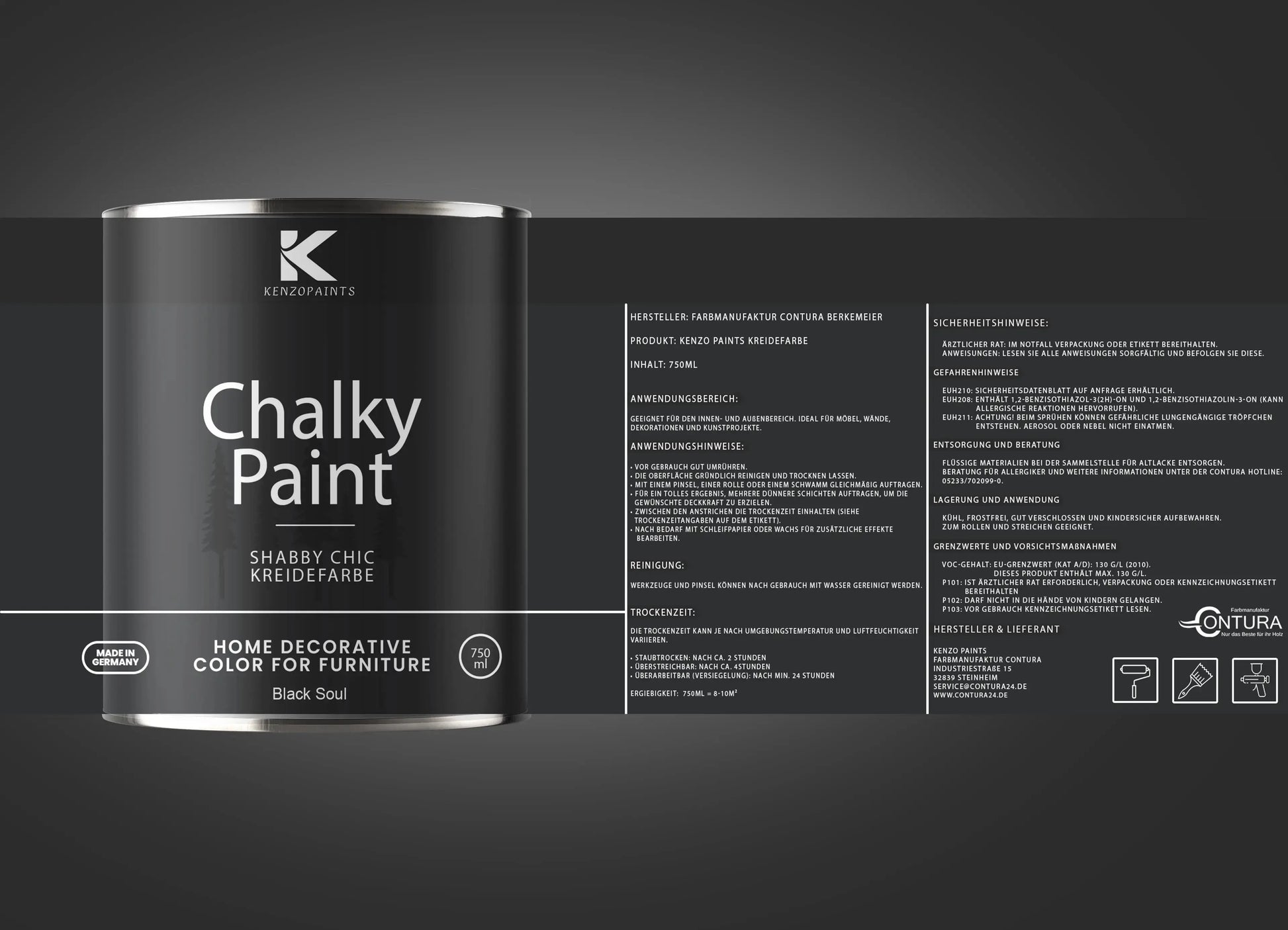 Kenzopaints Chalky Paint - Black Soul