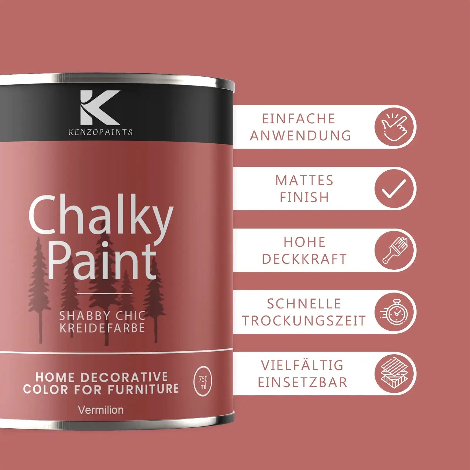 Kenzopaints Chalky Paint - Vermilion