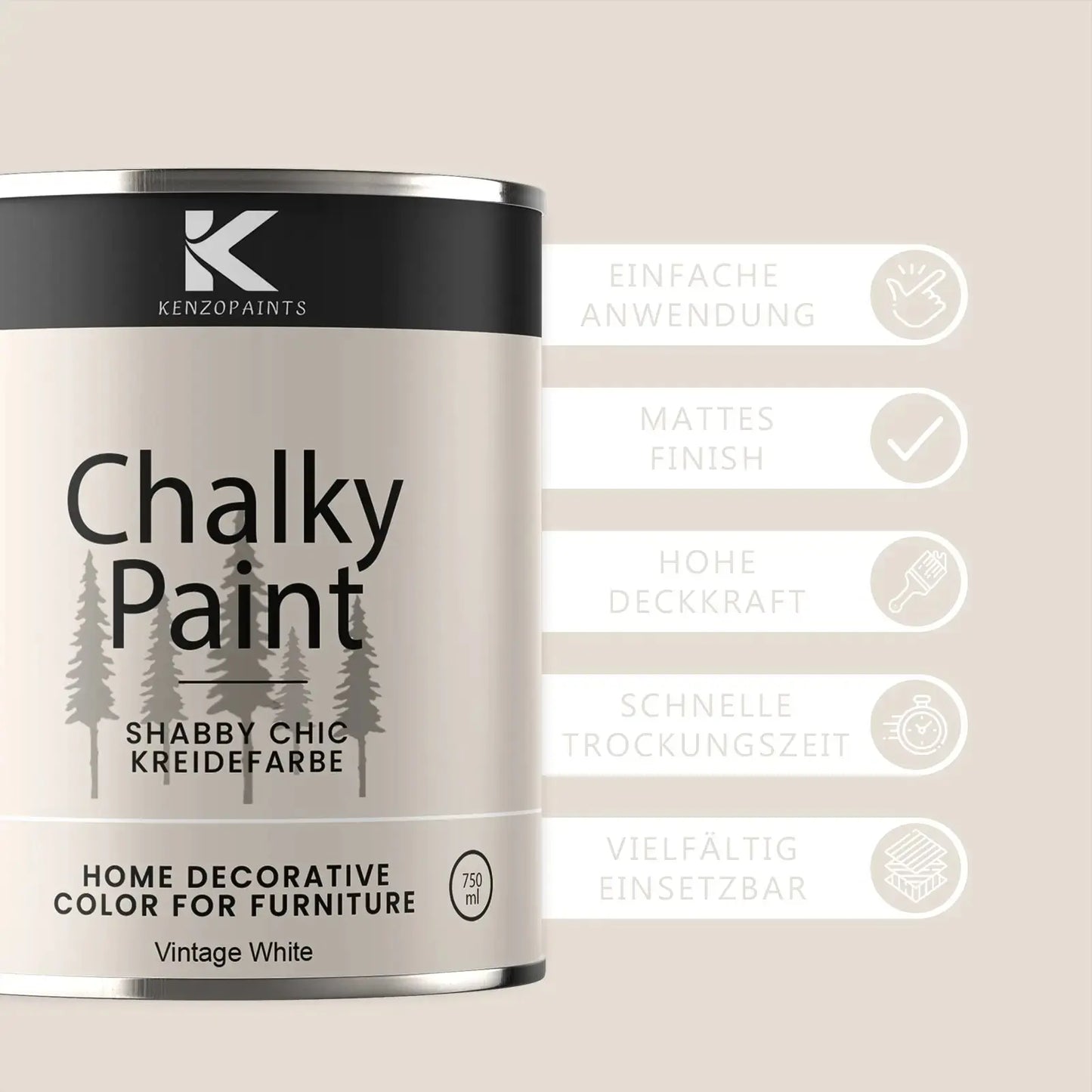 Kenzopaints Chalky Paint - Vintage White