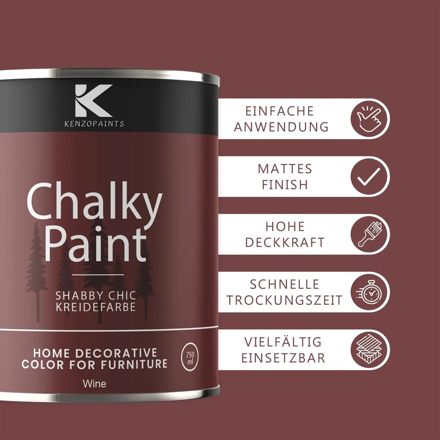  Kenzopaints Chalky Paint - Wine