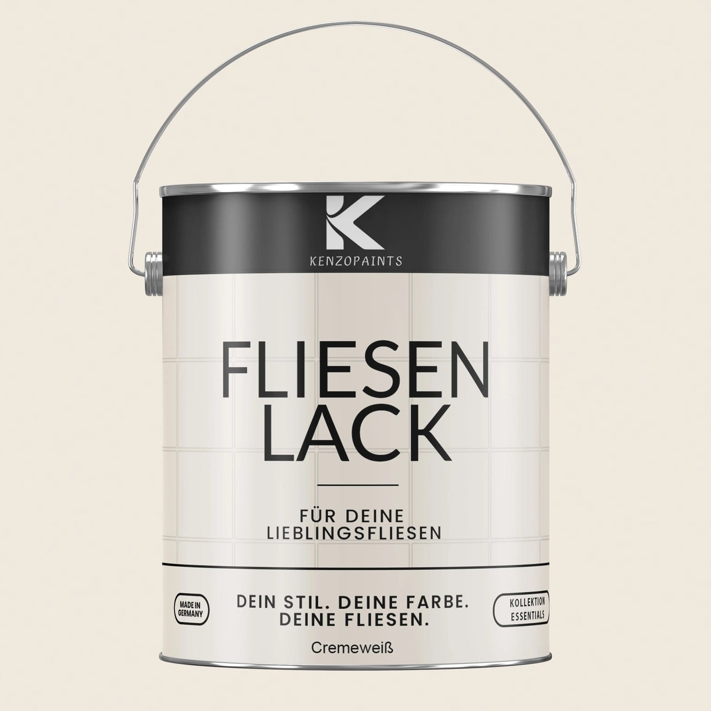 Kenzopaints Fliesenlack Fliesenfarbe - Cremeweiß (RAL 9001) Kenzopaints