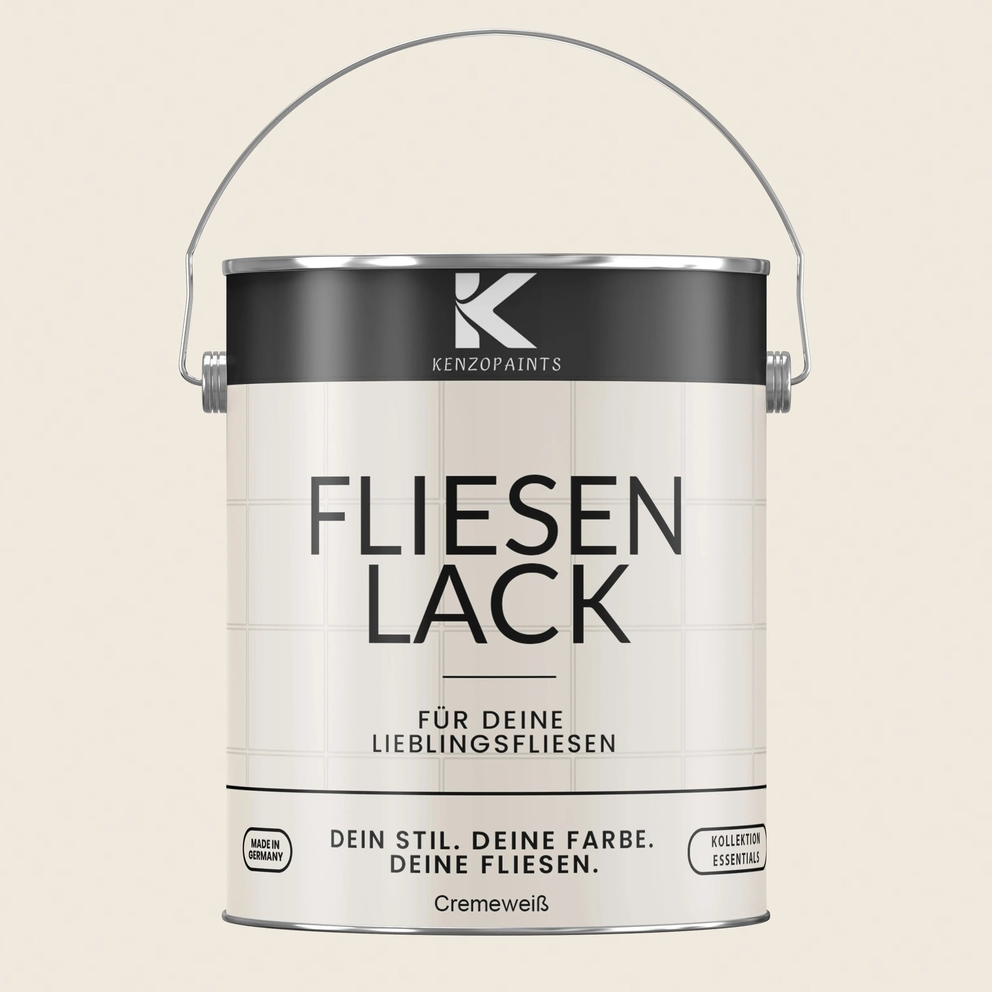 Kenzopaints Fliesenlack Fliesenfarbe - Cremeweiß (RAL 9001) Kenzopaints