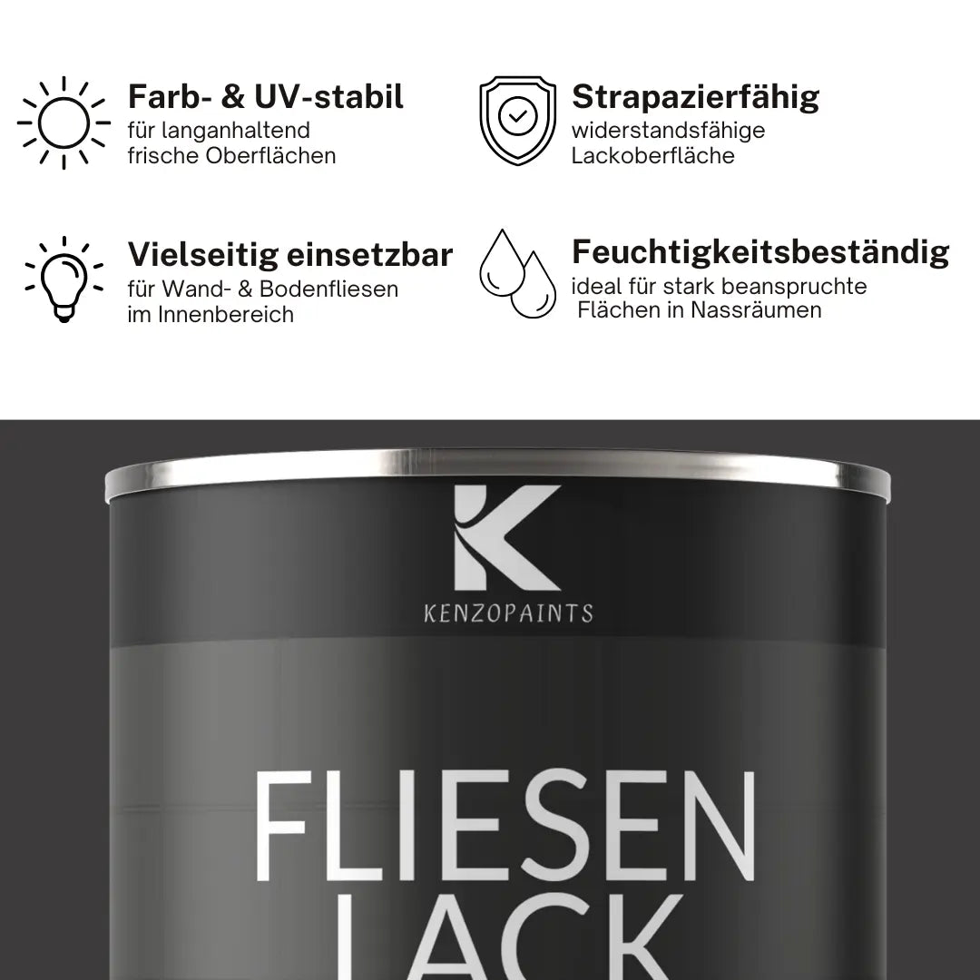 Kenzopaints Fliesenlack Fliesenfarbe - Lichtgrau (RAL 7035) Kenzopaints