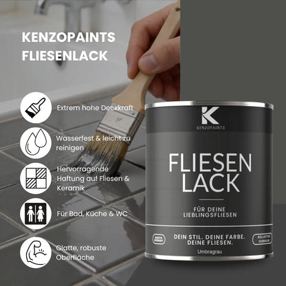 Kenzopaints Fliesenlack Fliesenfarbe - Lichtgrau (RAL 7035) Kenzopaints