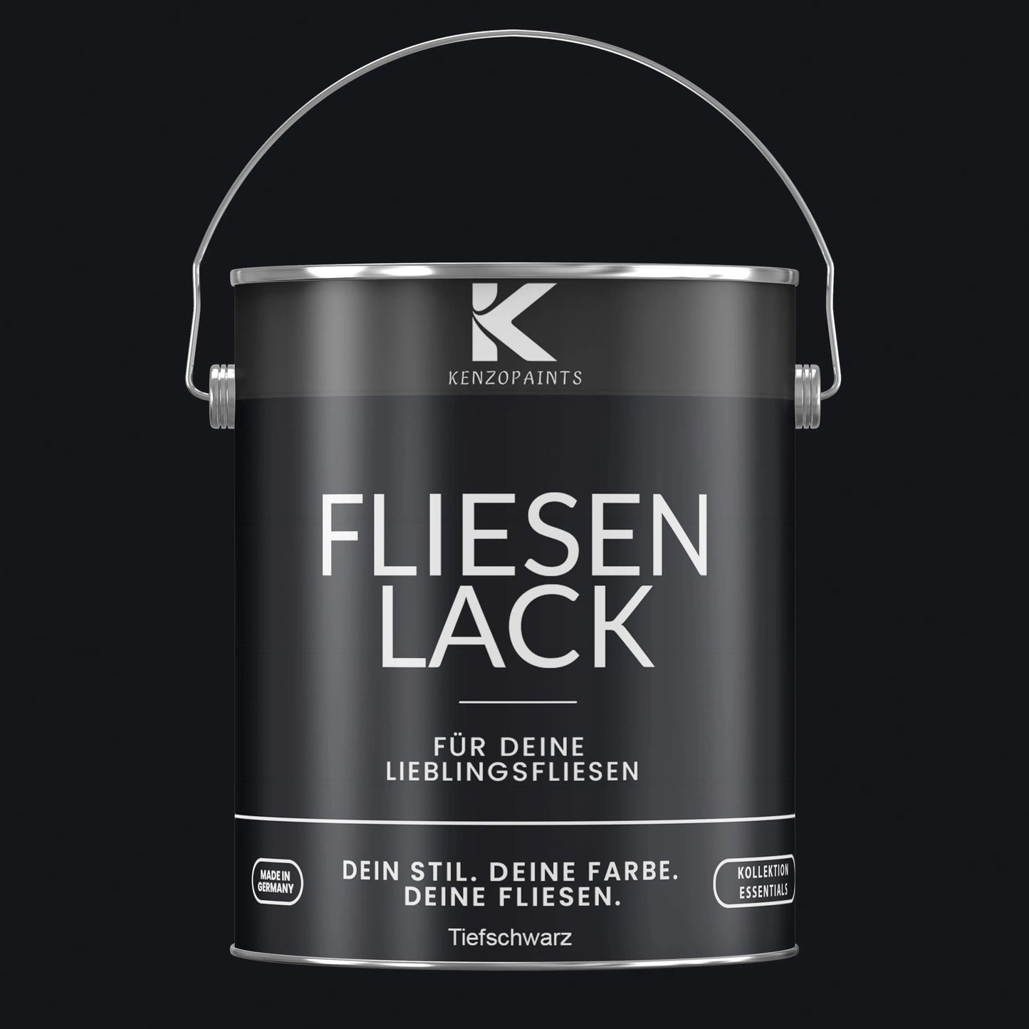 Kenzopaints Fliesenlack Fliesenfarbe - Tiefschwarz (RAL 9005) Kenzopaints