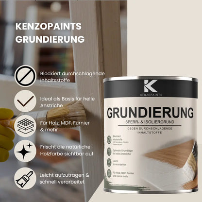 Kenzopaints Grundierung Sperrgrund Isoliergrund für Holz, MDF & Möbel Kenzopaints