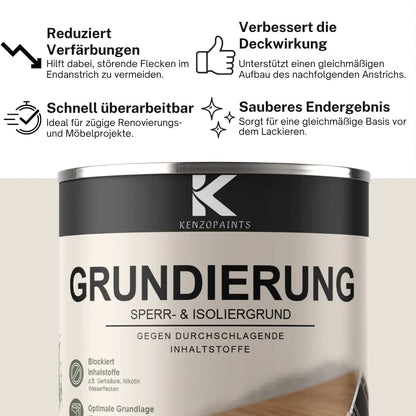 Kenzopaints Grundierung Sperrgrund Isoliergrund für Holz, MDF & Möbel Kenzopaints