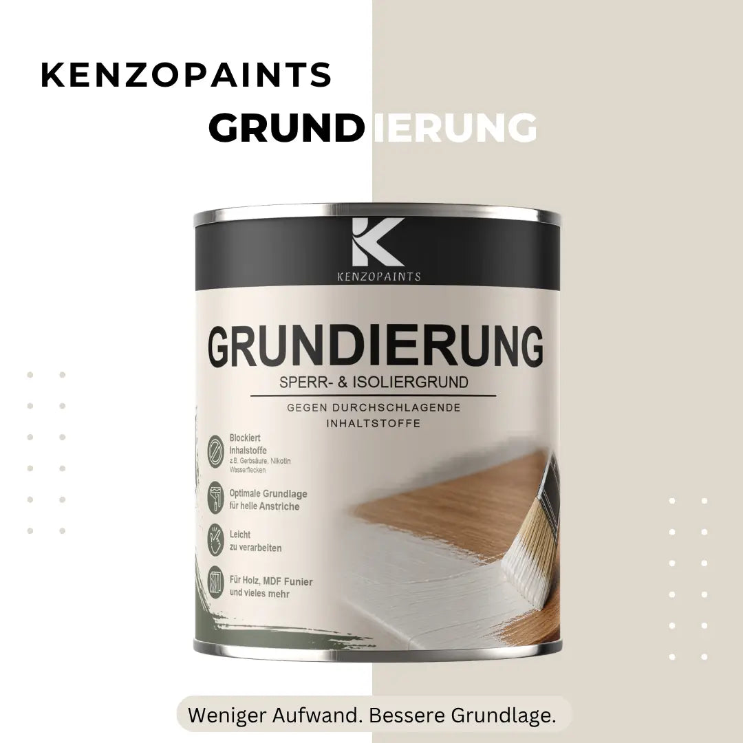 Kenzopaints Grundierung Sperrgrund Isoliergrund für Holz, MDF & Möbel Kenzopaints