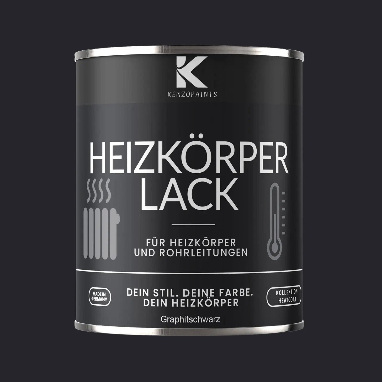 Kenzopaints Heizkörperlack Heizungslack - Graphitschwarz (RAL 9011) - Kenzopaints