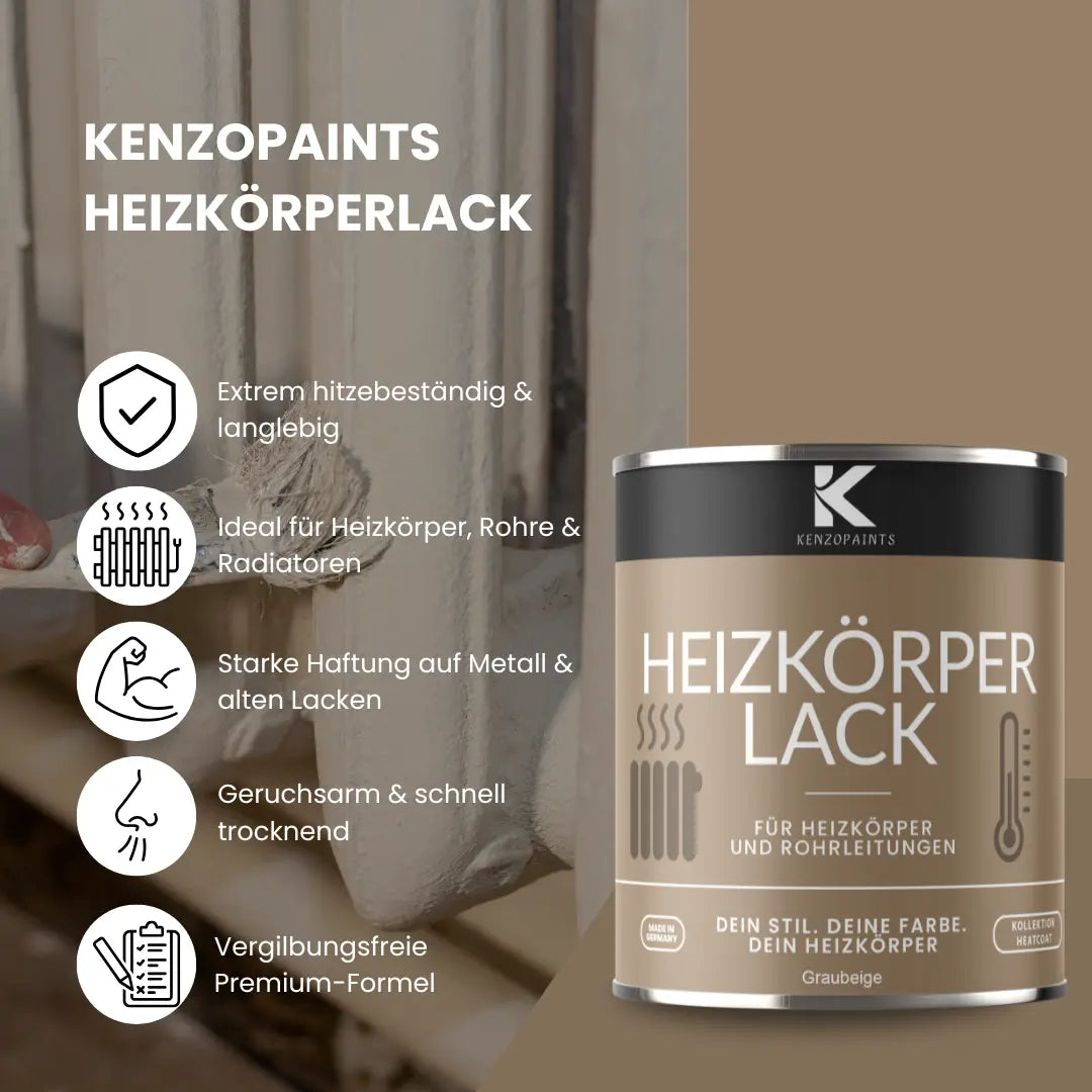 Kenzopaints Heizkörperlack Heizungslack - Hellelfenbein (RAL 1015) - Kenzopaints