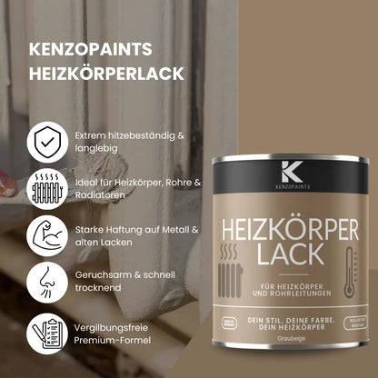 Kenzopaints Heizkörperlack Heizungslack - Perlweiß (RAL 1013) - Kenzopaints