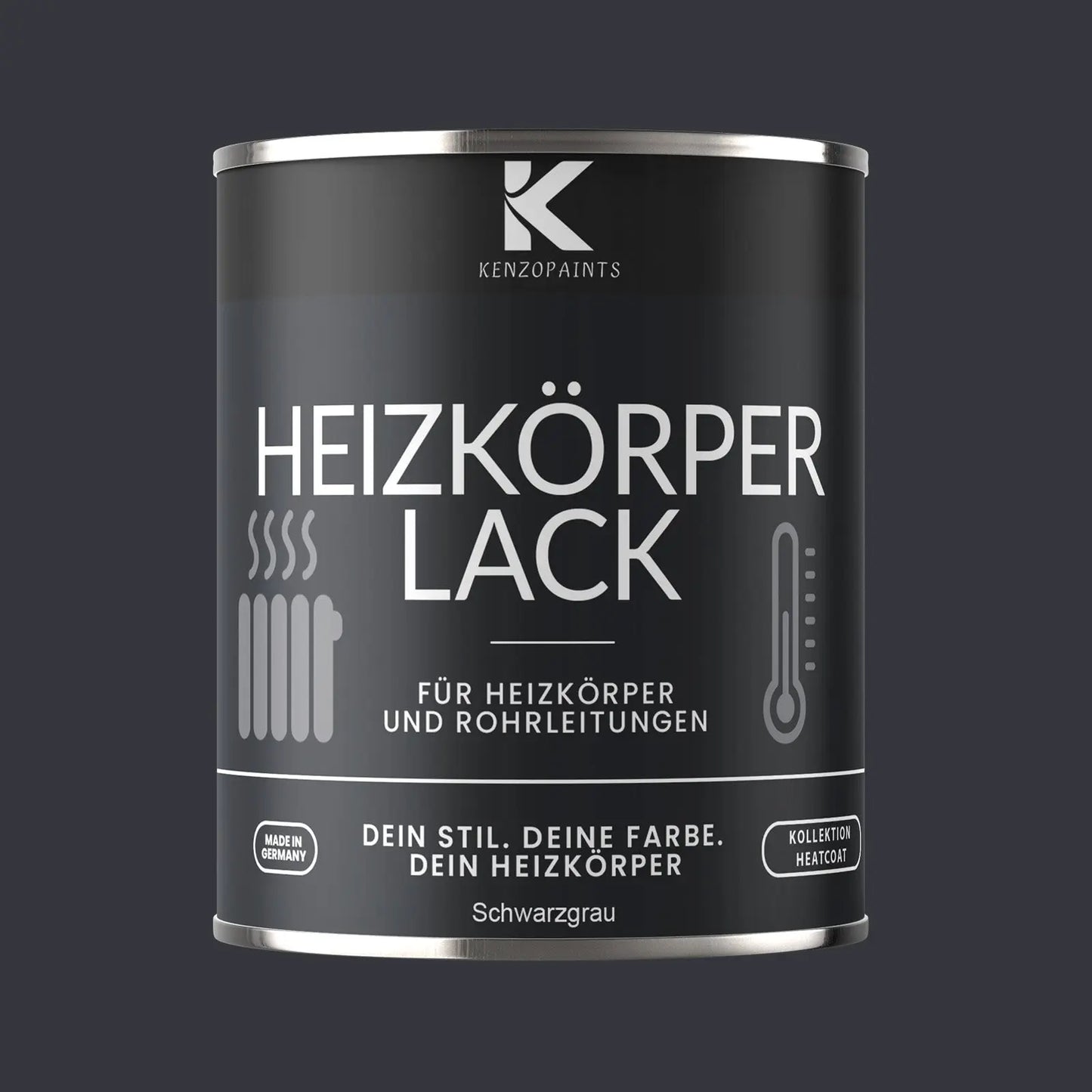 Kenzopaints Heizkörperlack Heizungslack - Schwarzgrau (RAL 7021) - Kenzopaints