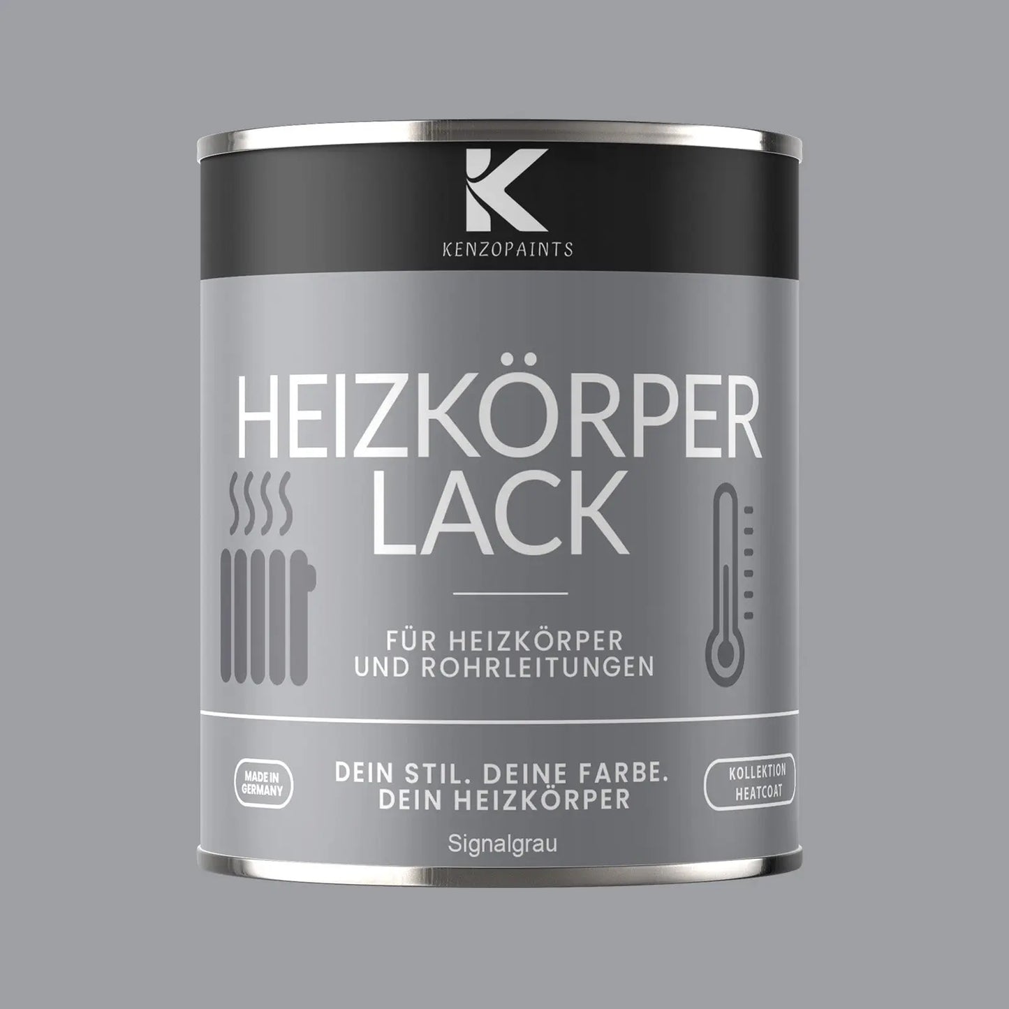 Kenzopaints Heizkörperlack Heizungslack - Signalgrau (RAL 7004) - Kenzopaints