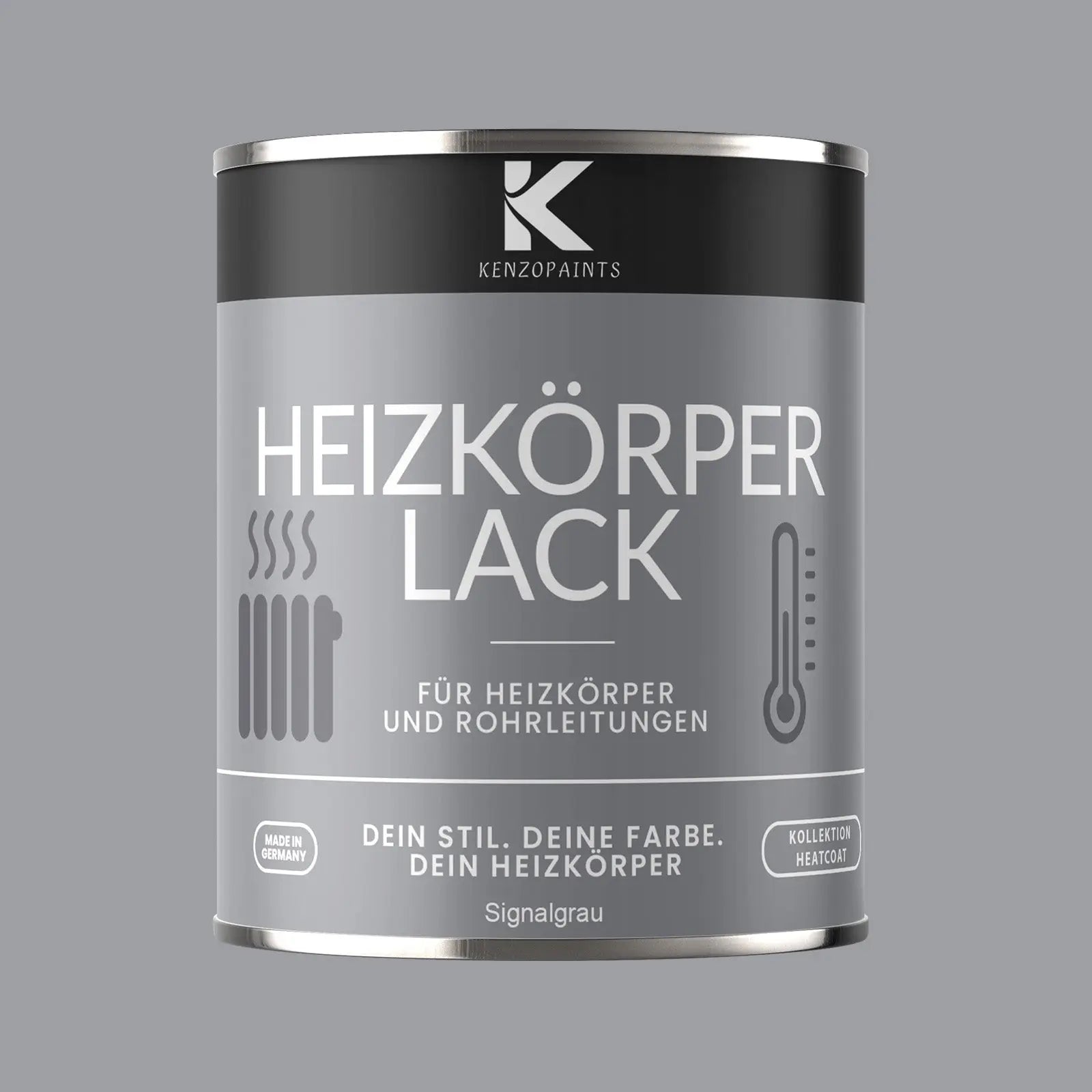 Kenzopaints Heizkörperlack Heizungslack - Signalgrau (RAL 7004) - Kenzopaints