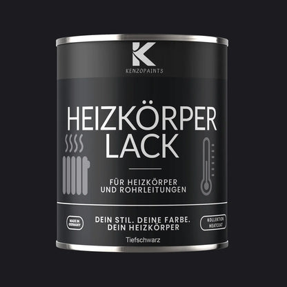 Kenzopaints Heizkörperlack Heizungslack - Tiefschwarz (RAL 9005) - Kenzopaints