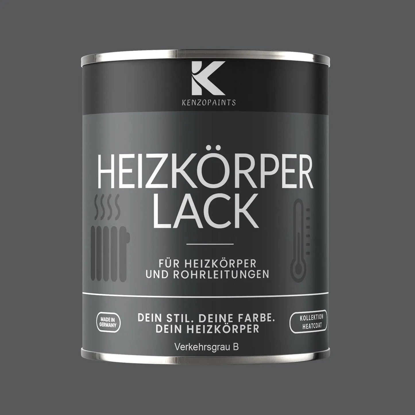 Kenzopaints Heizkörperlack Heizungslack - Verkehrsgrau B (RAL 7043) - Kenzopaints