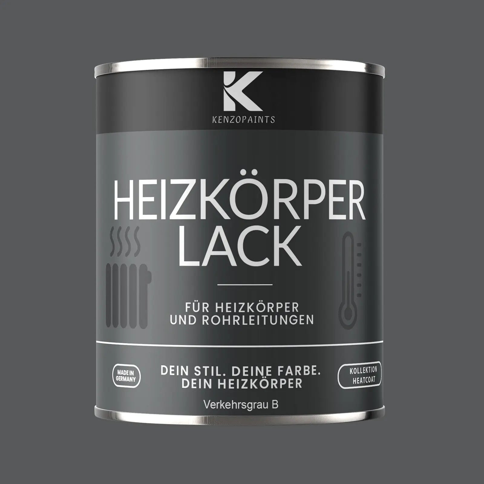 Kenzopaints Heizkörperlack Heizungslack - Verkehrsgrau B (RAL 7043) - Kenzopaints
