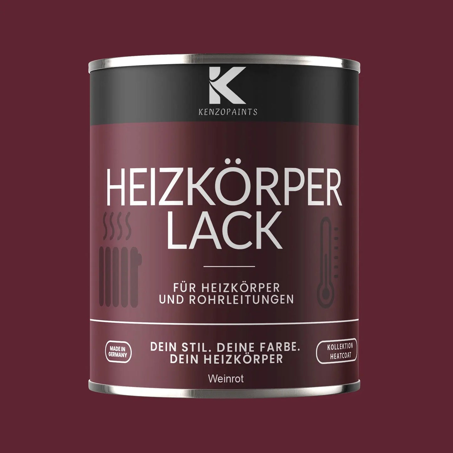 Kenzopaints Heizkörperlack Heizungslack - Weinrot (RAL 3005) - Kenzopaints
