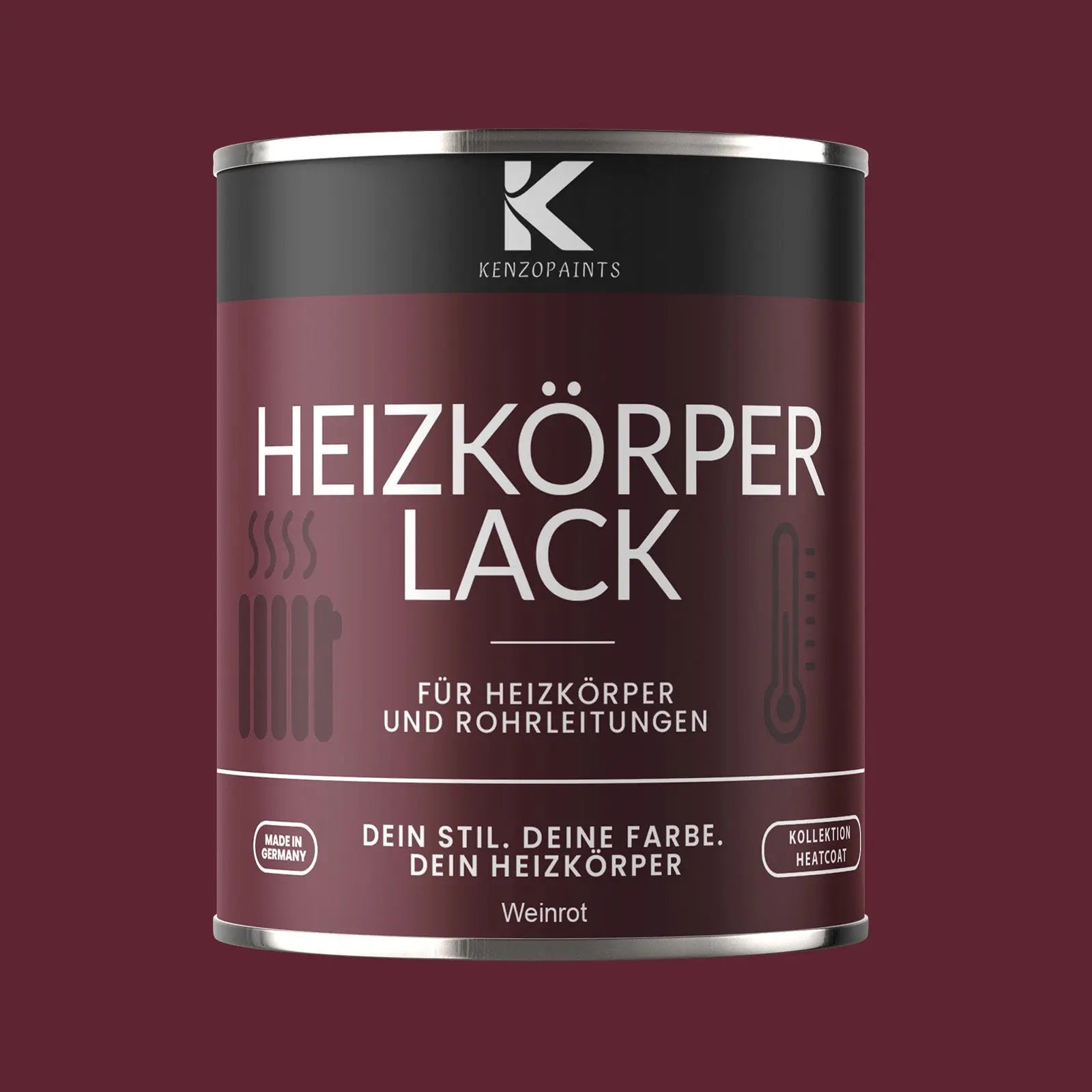 Kenzopaints Heizkörperlack Heizungslack - Weinrot (RAL 3005) - Kenzopaints
