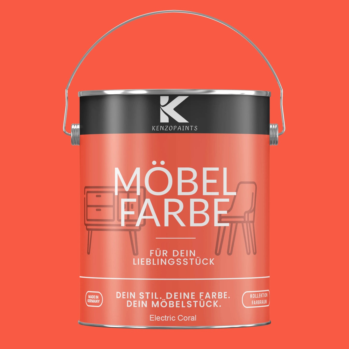 Kenzopaints Möbelfarbe - Electric Coral Kenzopaints