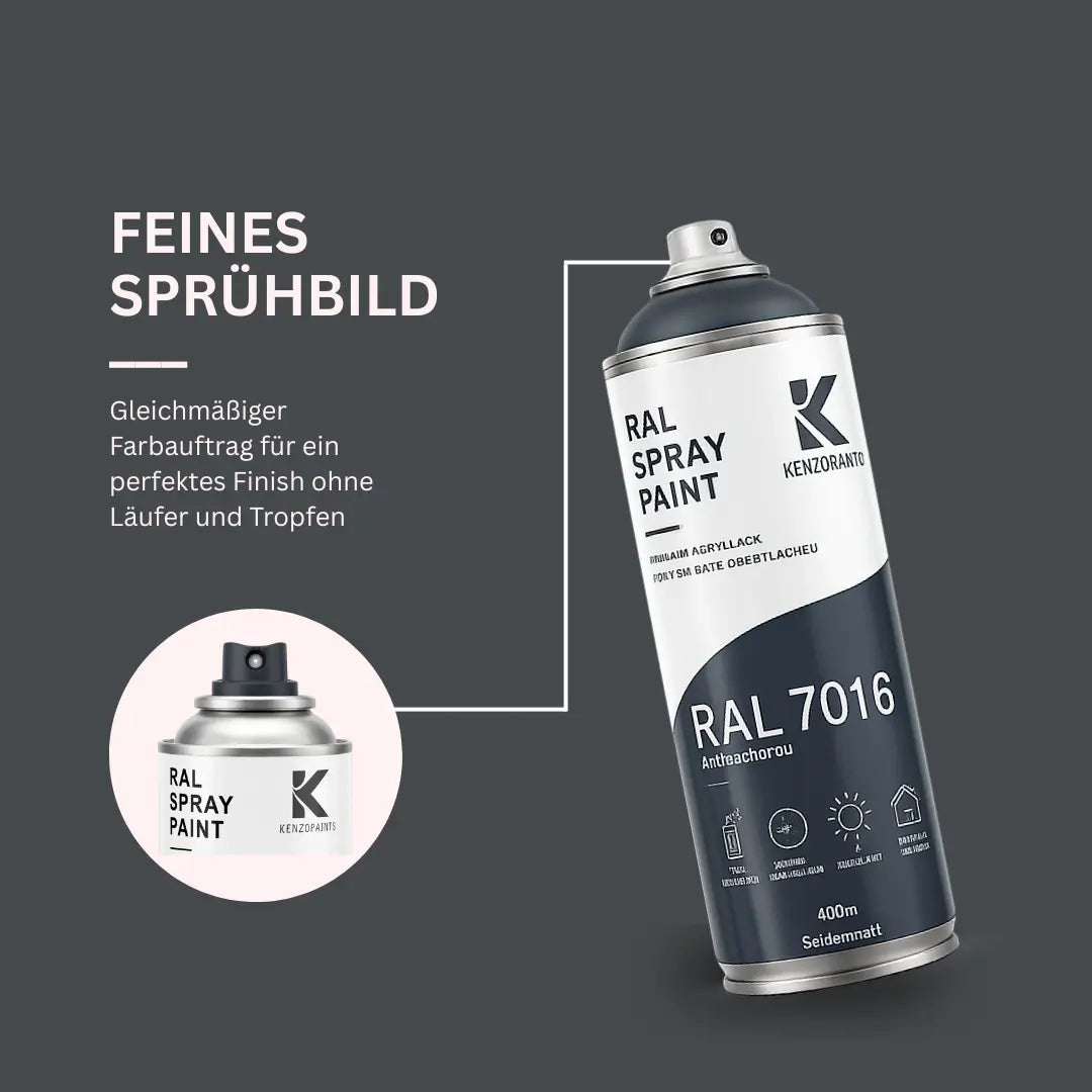 Kenzopaints RAL 7016 Anthrazitgrau Spraydose 400ml Seidenmatt Kenzopaints