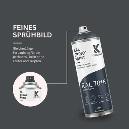 Kenzopaints RAL 7016 Anthrazitgrau Spraydose 400ml Seidenmatt Kenzopaints