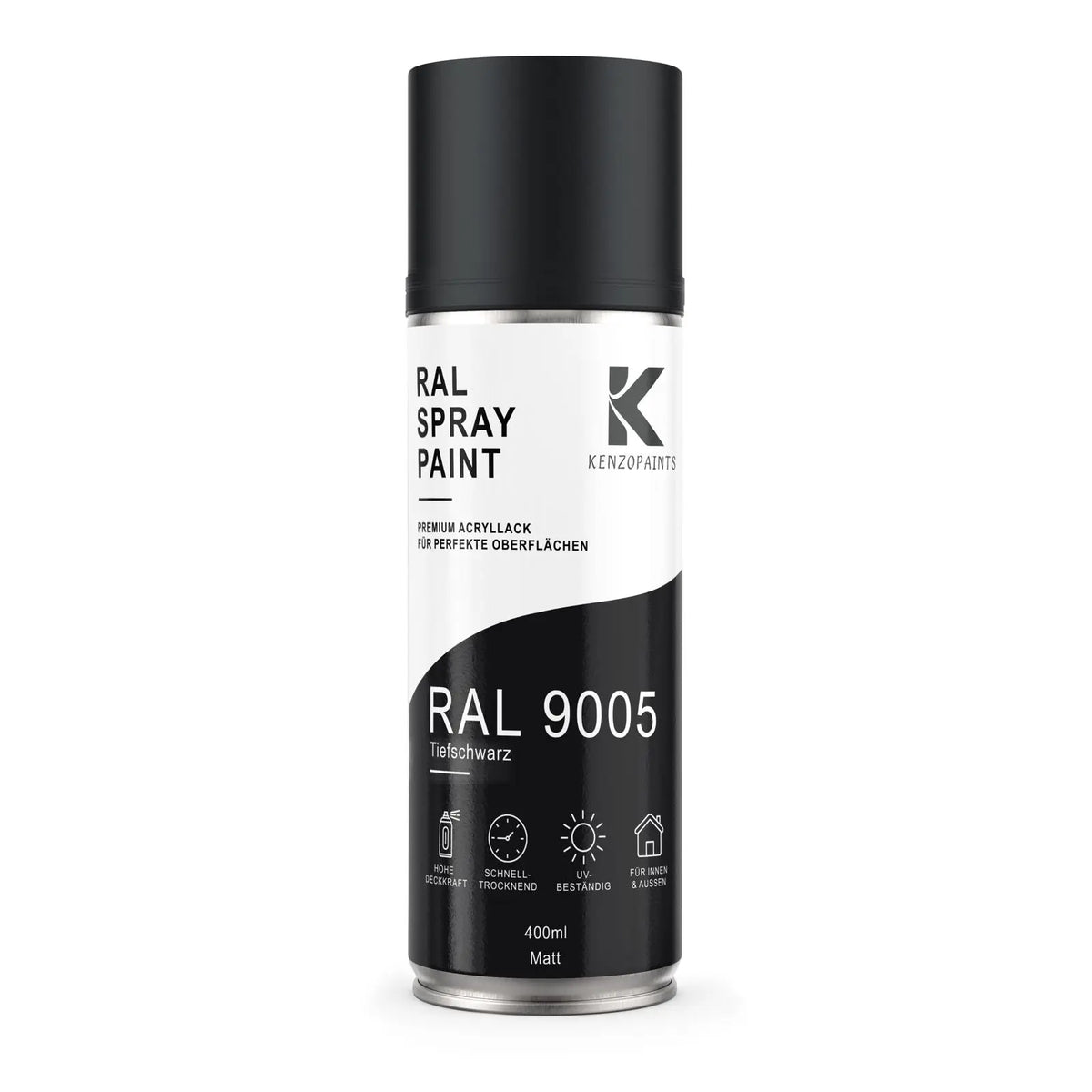 Kenzopaints RAL 9005 Tiefschwarz Spraydose 400ml Matt Kenzopaints