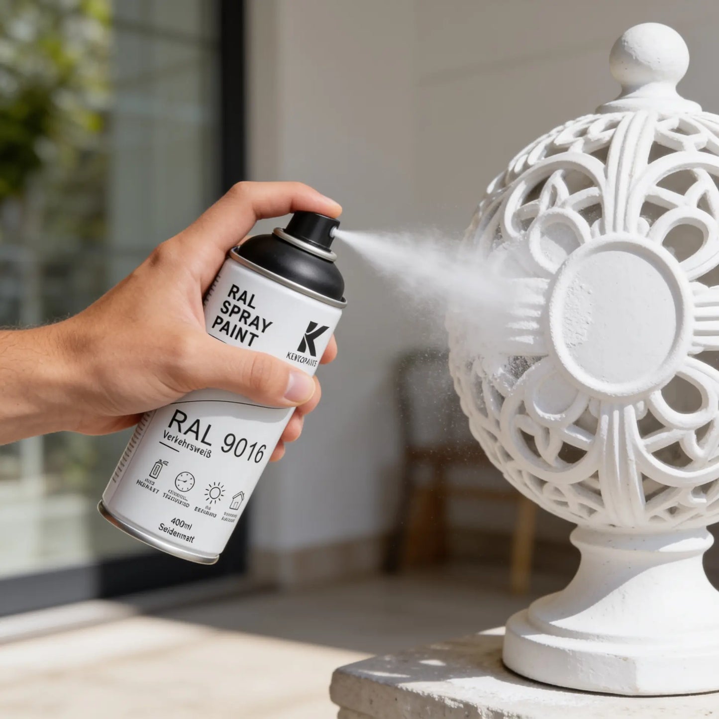 Kenzopaints RAL 9016 Verkehrsweiß Spraydose 400ml Seidenmatt Kenzopaints
