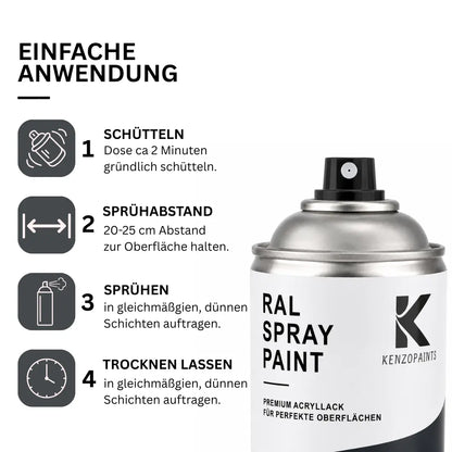 Kenzopaints RAL 9016 Verkehrsweiß Spraydose 400ml Seidenmatt Kenzopaints