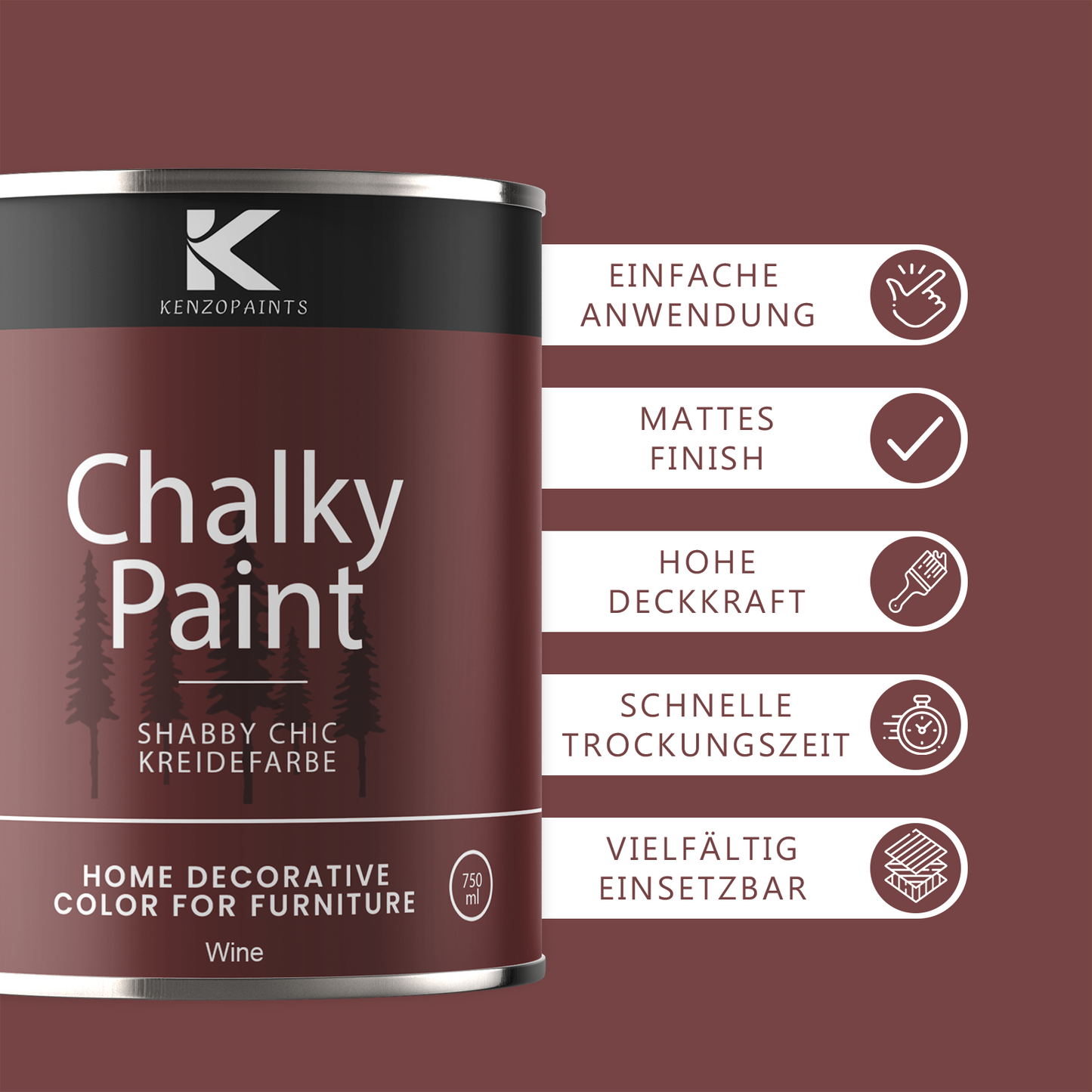 Kenzopaints Chalky Paint - Wine