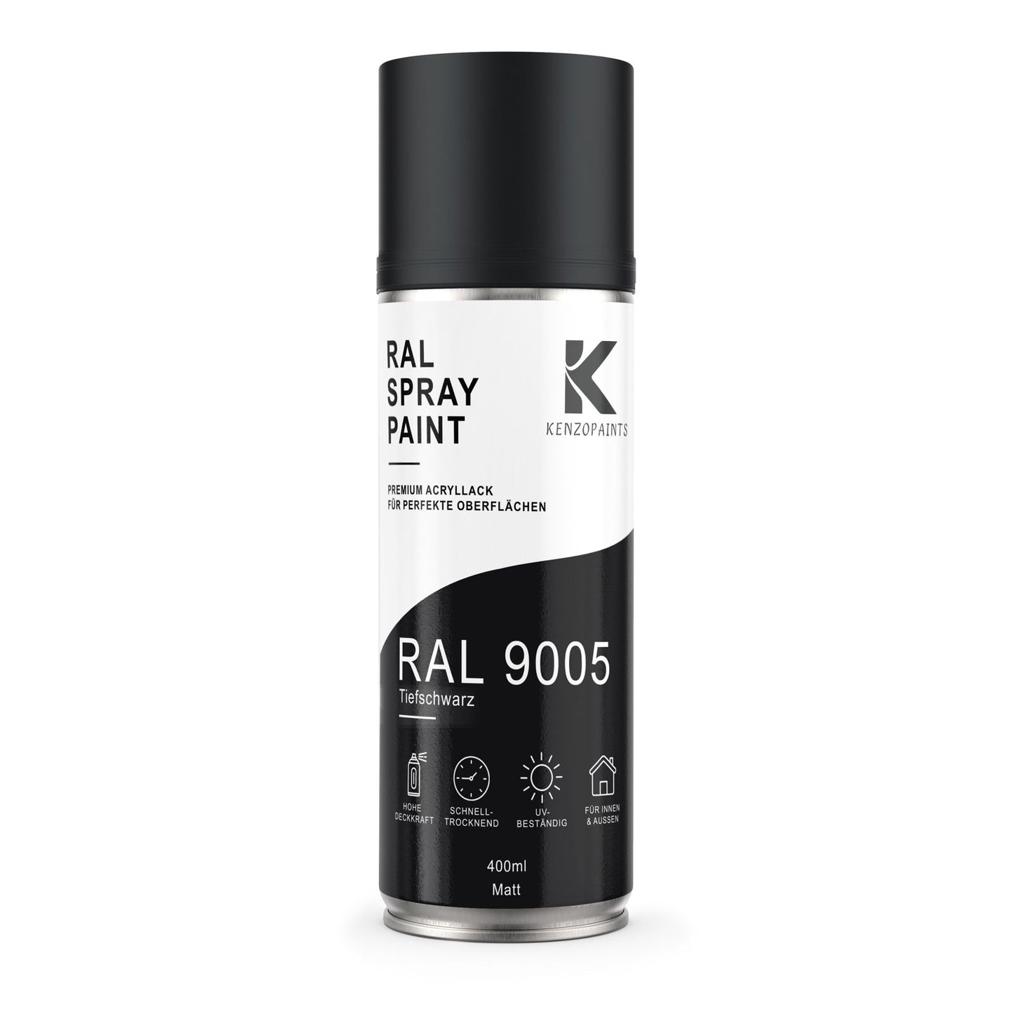 Kenzopaints RAL 9005 Tiefschwarz Spraydose 400ml Matt