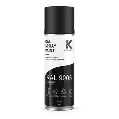 Kenzopaints RAL 9005 Tiefschwarz Spraydose 400ml Matt